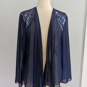 NEW Women's SL Fashion Sequin Navy Sheer Topper Cardigan for Dress 18 MOB